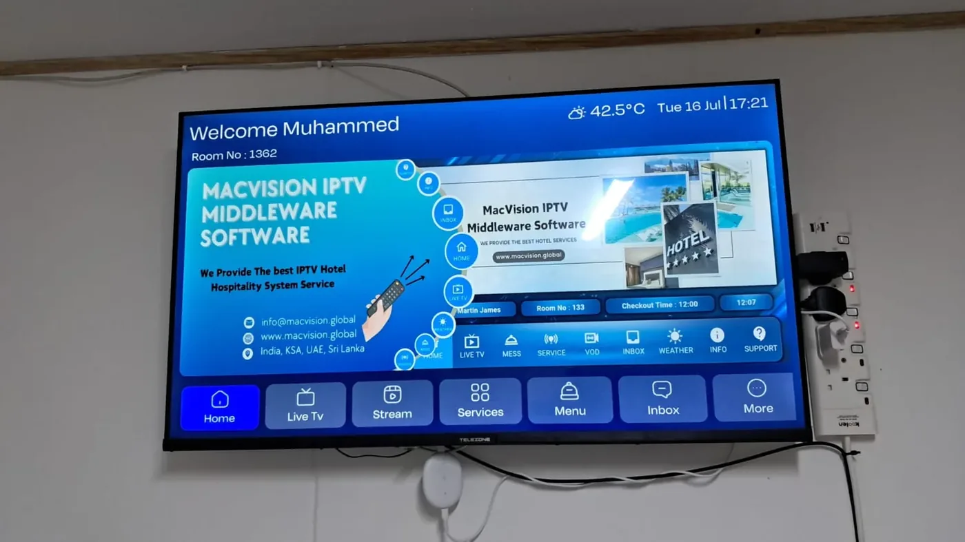 صورة تنفيذ لفنادق ومجمعات الخبر تعرض منصة MACVISION لـIPTV داخل الغرف